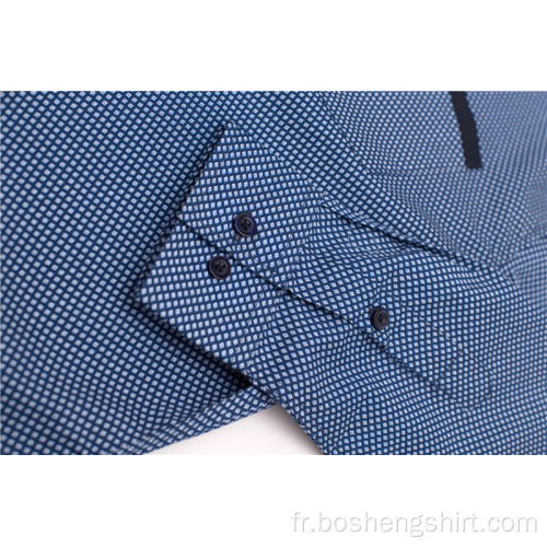 Chemise à manches longues en denim bleu pour hommes